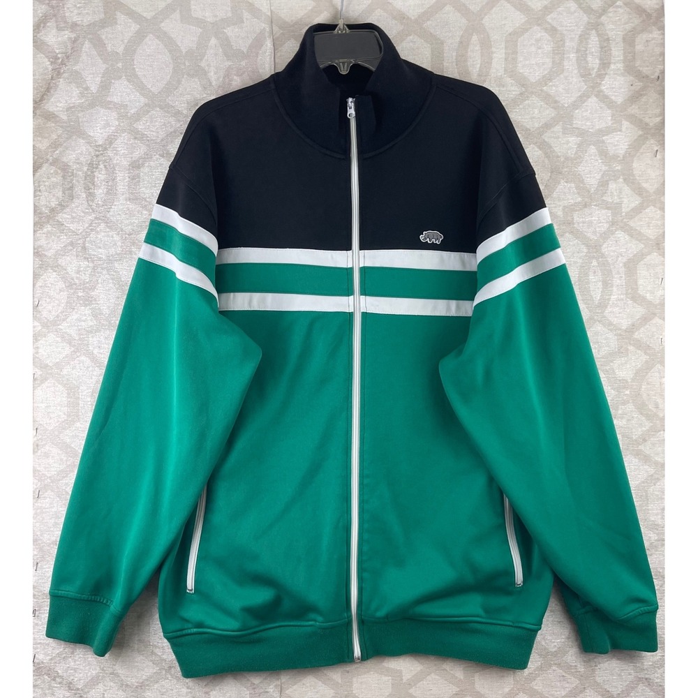 Ecko Unltd Track Jacket Men L Green Black Colorblock Rhino Full Zip Streetwear